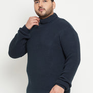 Grey High Neck Plus Size Sweater