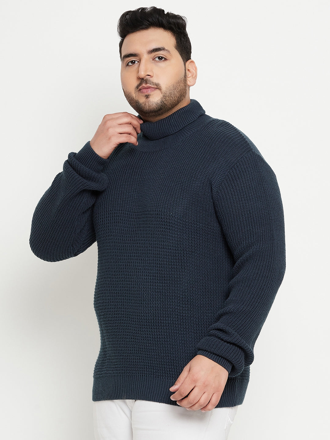Grey High Neck Plus Size Sweater