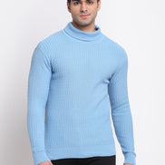 Blue Ribbed Acrylic Pullover