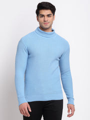 Blue Ribbed Acrylic Pullover