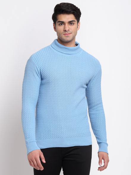 Blue Ribbed Acrylic Pullover