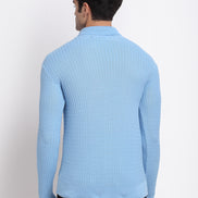 Blue Ribbed Acrylic Pullover