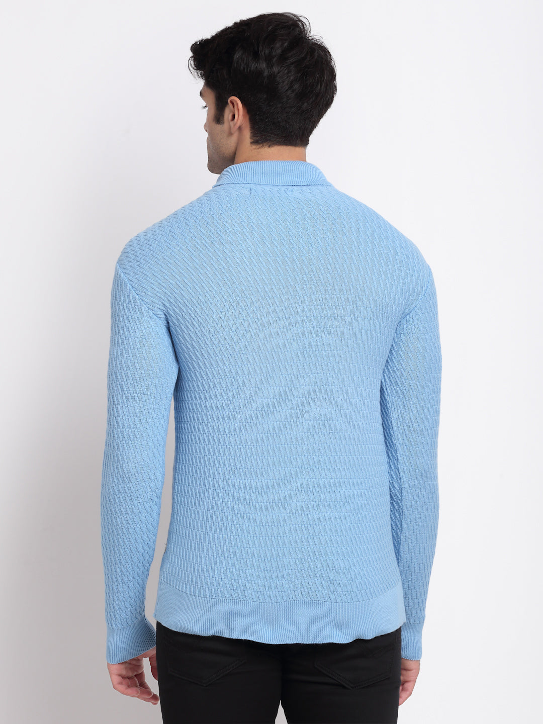 Blue Ribbed Acrylic Pullover