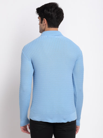 Blue Ribbed Acrylic Pullover