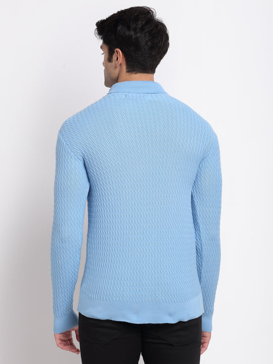 Blue Ribbed Acrylic Pullover