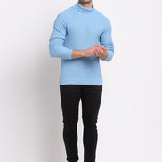 Blue Ribbed Acrylic Pullover
