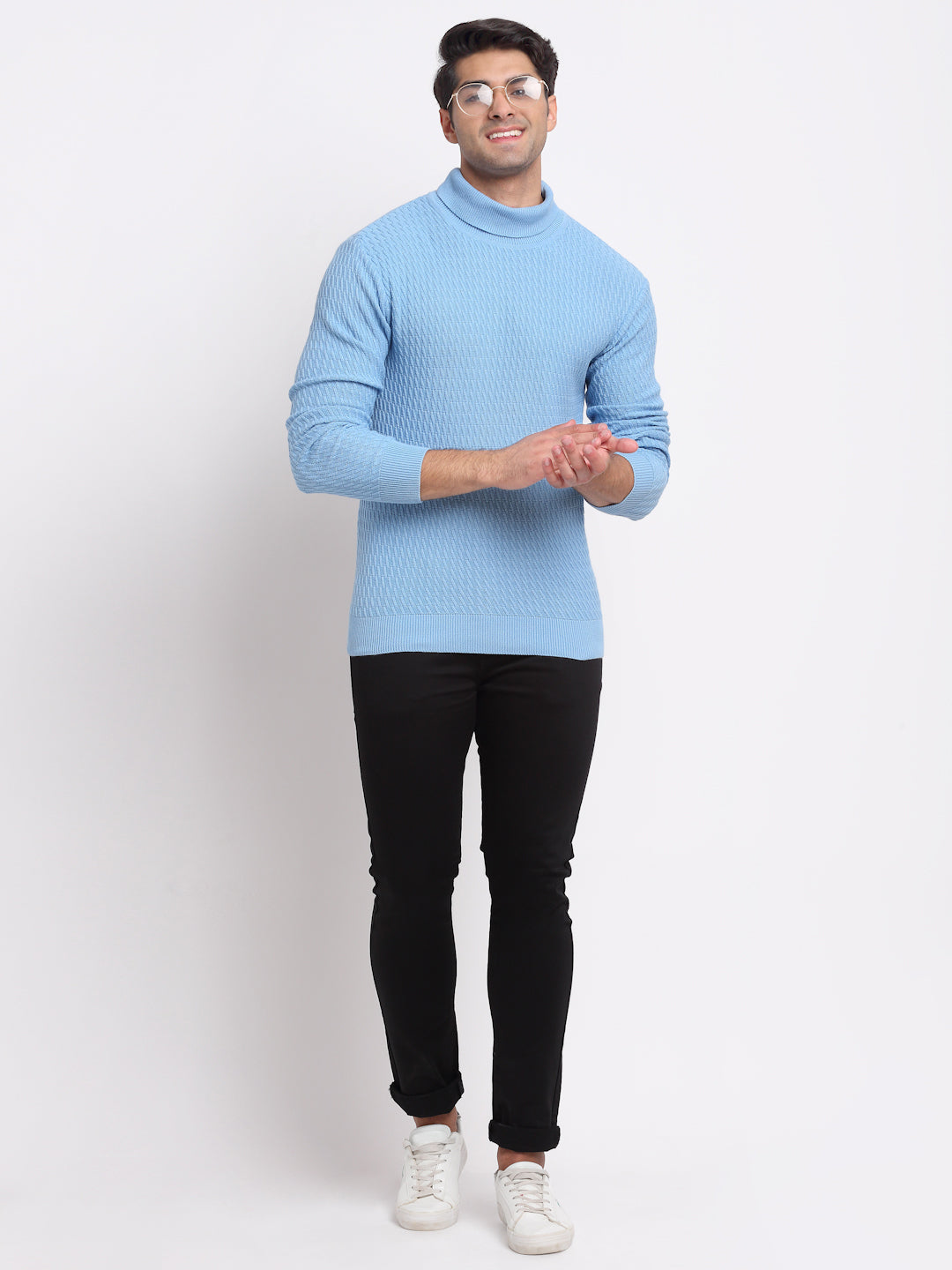 Blue Ribbed Acrylic Pullover