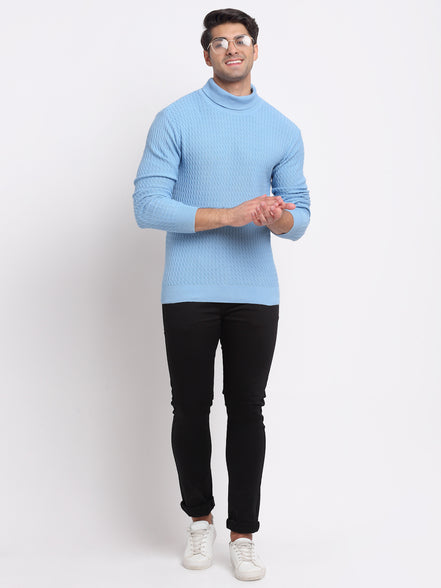Blue Ribbed Acrylic Pullover