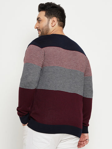 Navy Blue Round Neck Plus Size Sweater