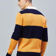 Navy Mustard Polo Neck Sweater