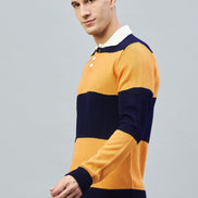Navy Mustard Polo Neck Sweater