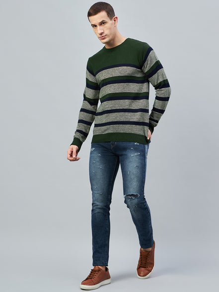 Olive Colorblocked Sweater