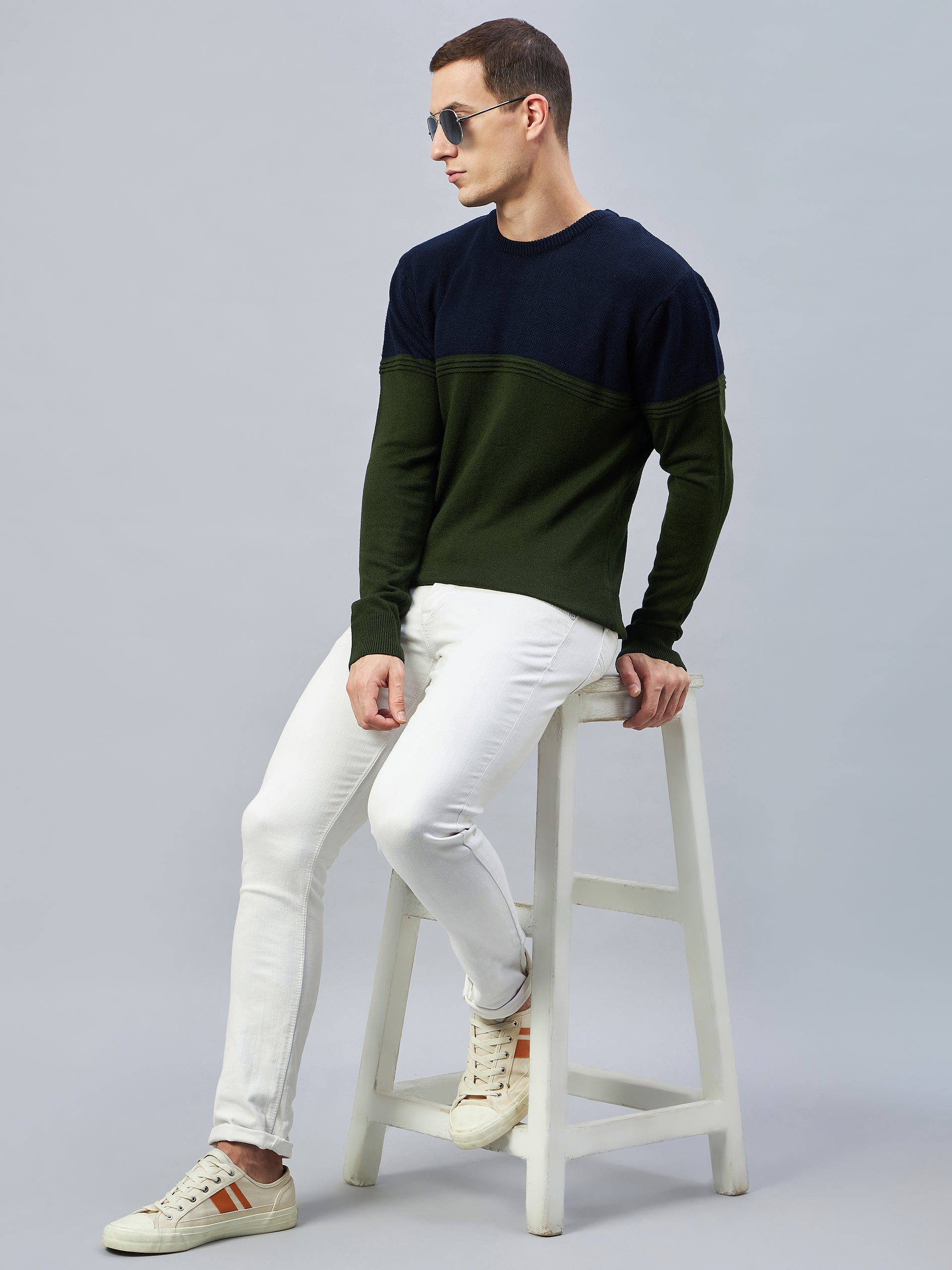 Navy Colorblocked Sweater