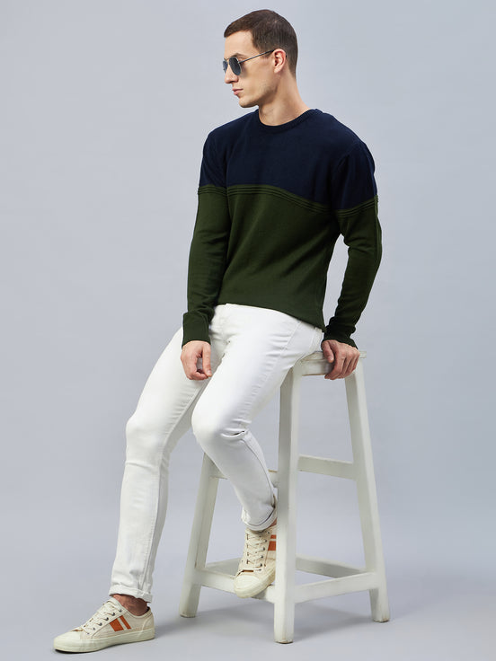 Navy Colorblocked Sweater