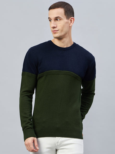 Navy Colorblocked Sweater