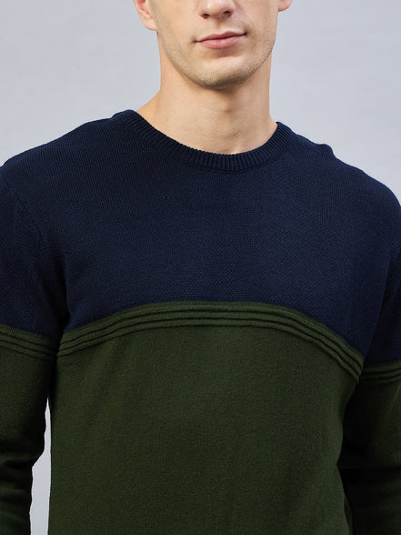 Navy Colorblocked Sweater