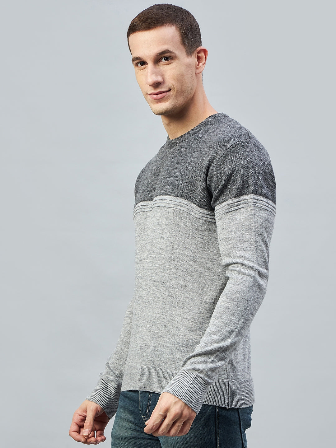 Anthra Melange Round Neck Sweater