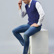 Denim Sleeveless V Neck Sweater