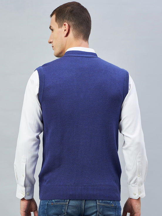 Denim Sleeveless V Neck Sweater
