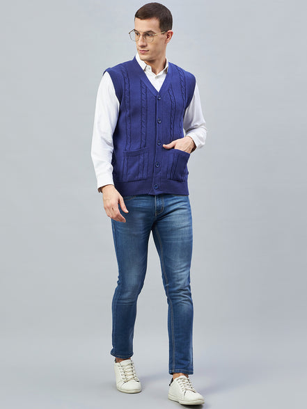Denim Sleeveless V Neck Sweater