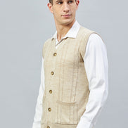 Beige Sleeveless V Neck Sweater