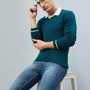 teal V Neck Sweater