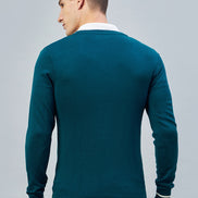 teal V Neck Sweater