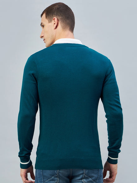 teal V Neck Sweater