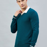 teal V Neck Sweater
