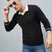 Anthra Melange V Neck Sweater