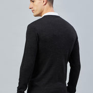 Anthra Melange V Neck Sweater