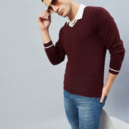 Maroon V Neck Sweater