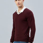 Maroon V Neck Sweater