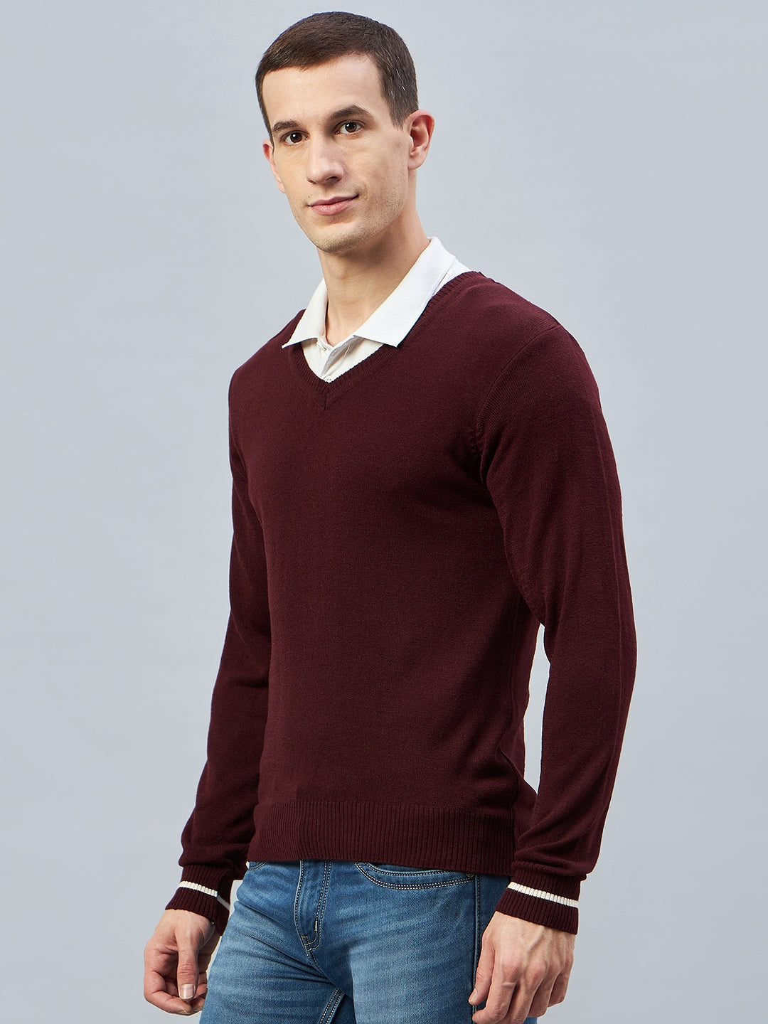Maroon V Neck Sweater