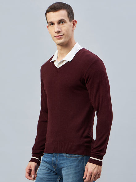 Maroon V Neck Sweater