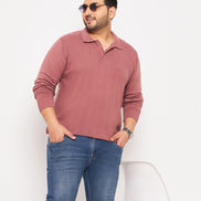 Dusty Pink Polo Neck Plus Size Sweater
