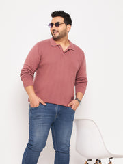 Dusty Pink Polo Neck Plus Size Sweater