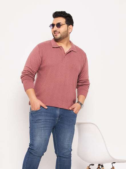 Dusty Pink Polo Neck Plus Size Sweater
