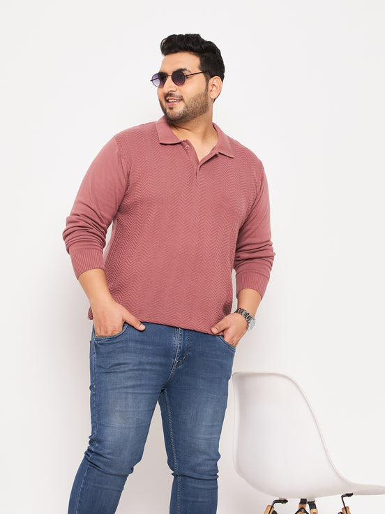 Dusty Pink Polo Neck Plus Size Sweater