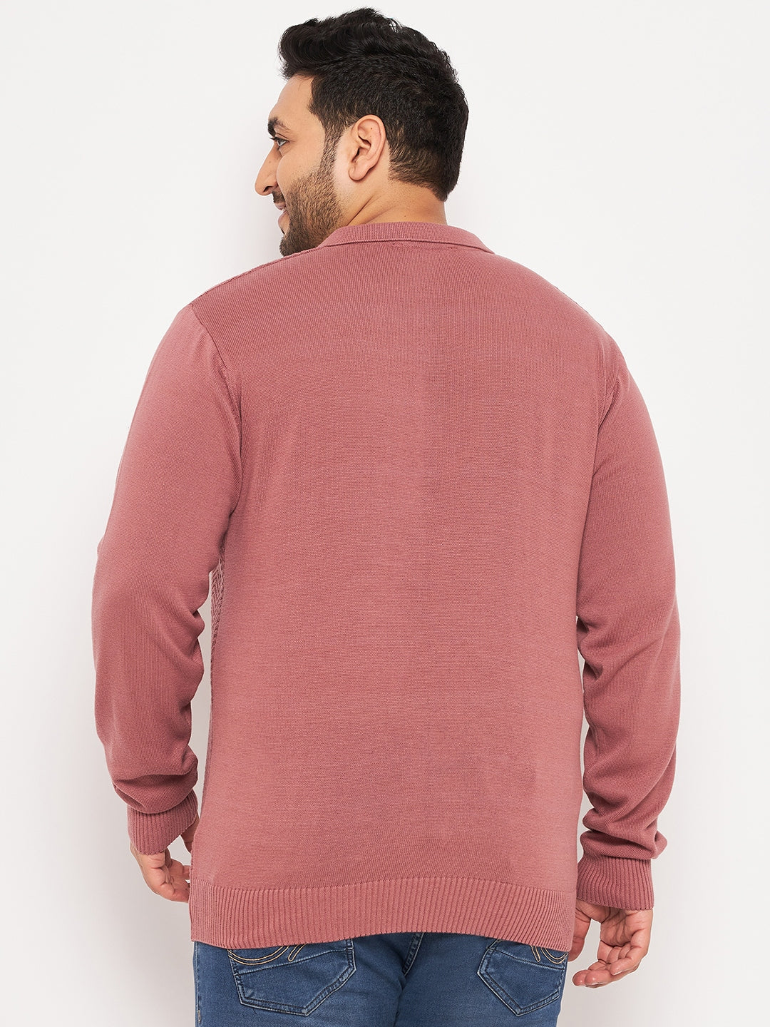 Dusty Pink Polo Neck Plus Size Sweater