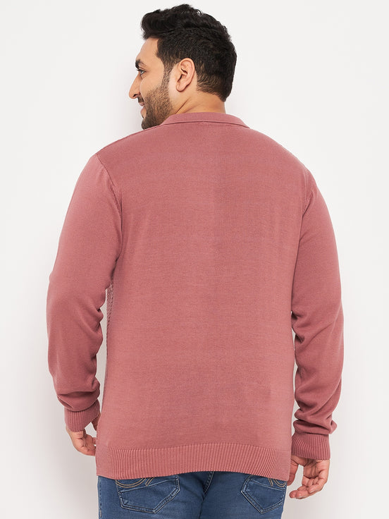 Dusty Pink Polo Neck Plus Size Sweater