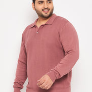 Dusty Pink Polo Neck Plus Size Sweater