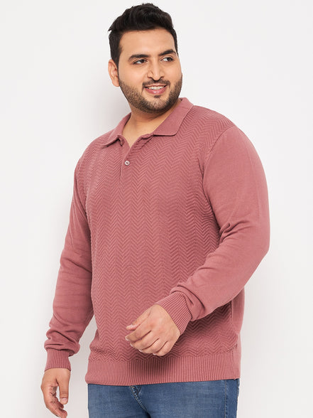 Dusty Pink Polo Neck Plus Size Sweater
