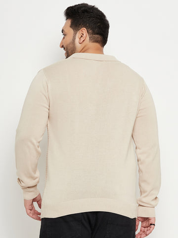 Khaki Polo Neck Plus Size Sweater