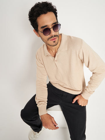 Khaki Polo Neck Sweater