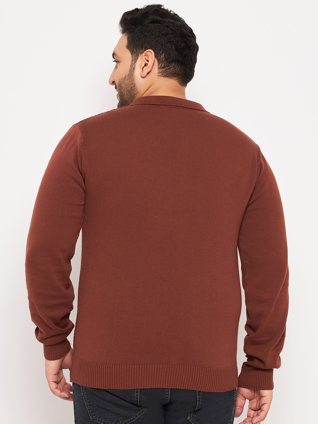 Bitter Chocolate Polo Neck Plus Size Sweater
