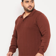 Bitter Chocolate Polo Neck Plus Size Sweater