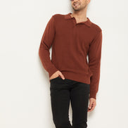 Bitter Chocolate Polo Neck Sweater