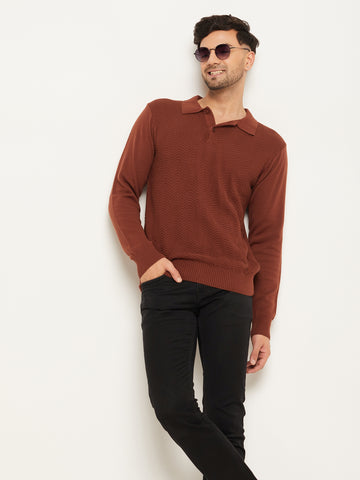 Bitter Chocolate Polo Neck Sweater