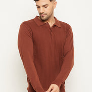 Bitter Chocolate Polo Neck Sweater